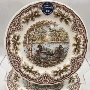 2 Royal Stafford Homeland Mallard Ducks Thanksgiving 11” Dinner Plates Set 2 New
